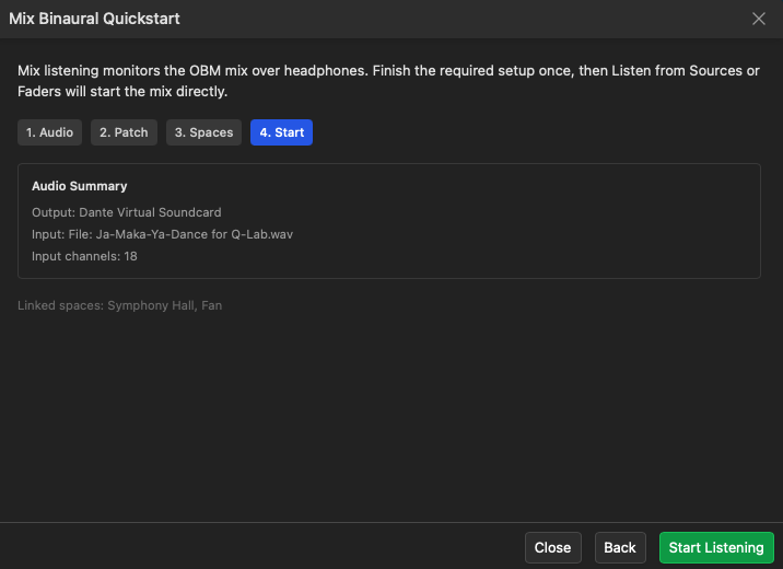 Mix Quickstart, start step